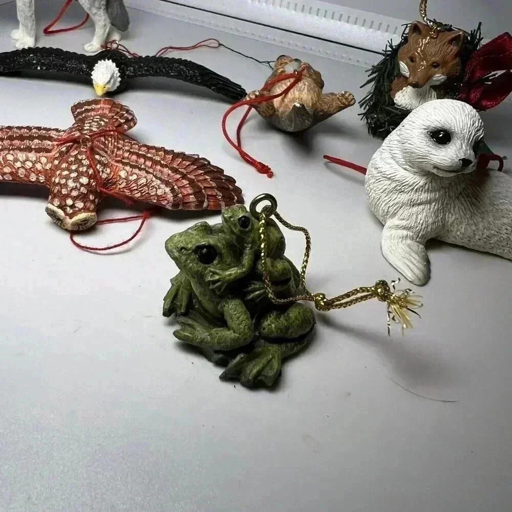 Animal Ornaments Lot Of 10 Frog, Wolf, Owl, Eagle, Otter, Seal, Walrus - Picture 2 of 13